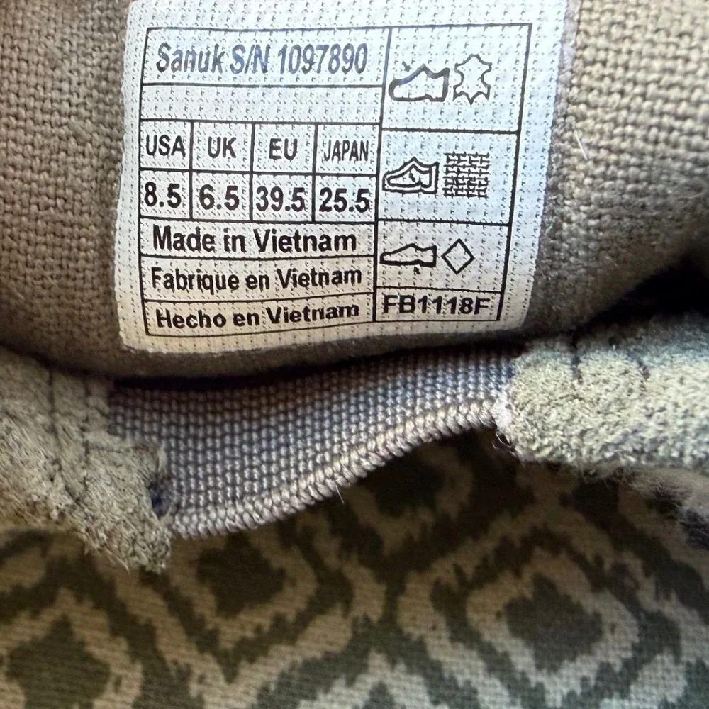 Sanuk Pair O Dice Chill Suede Slip On Olive Green Faux Fur Lined Womens 8.5